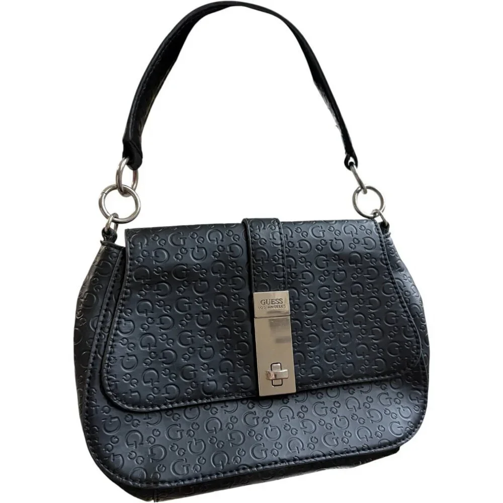 vintage y2k guess black baguette shoulder bag